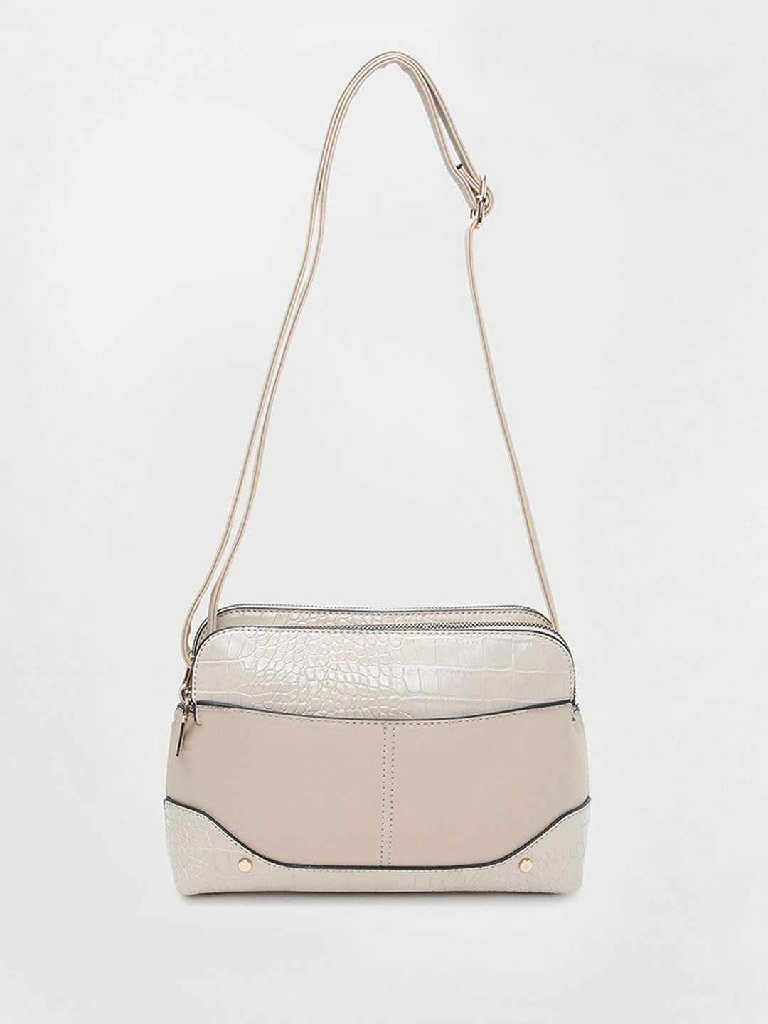 

max Animal Textured Structured Sling Bag, Beige