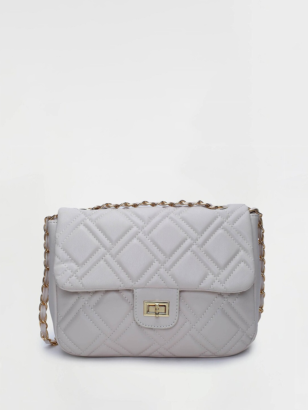 

max Quilted Structured Sling Bag, Off white