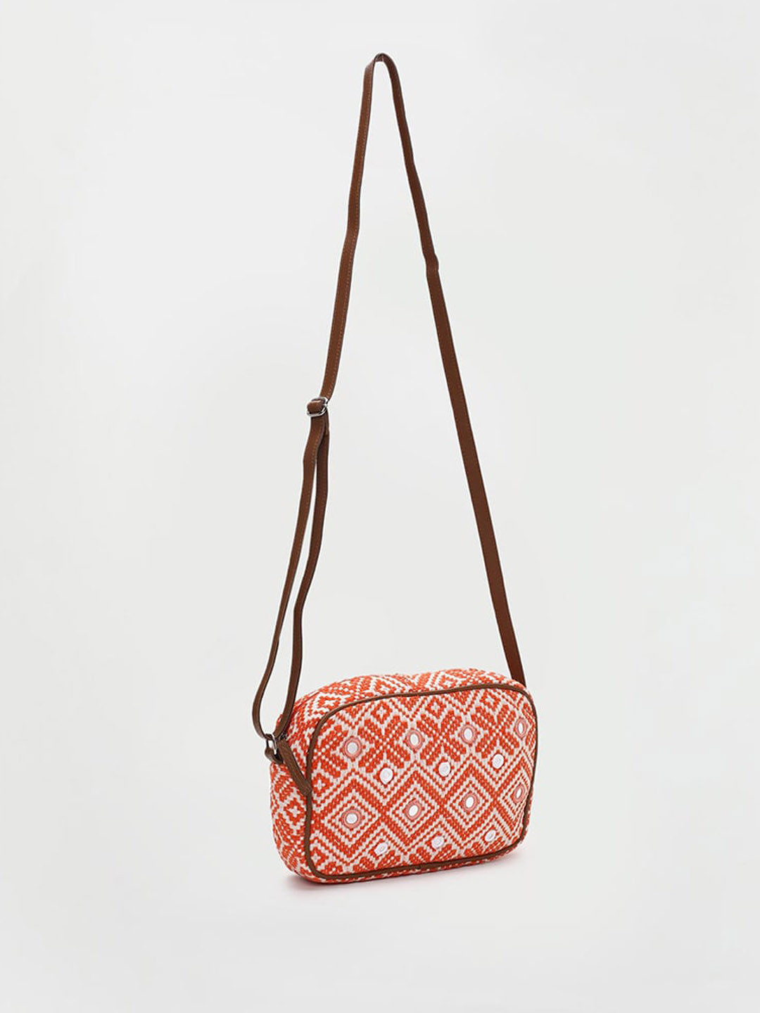 

max Geometric Structured Sling Bag, Orange