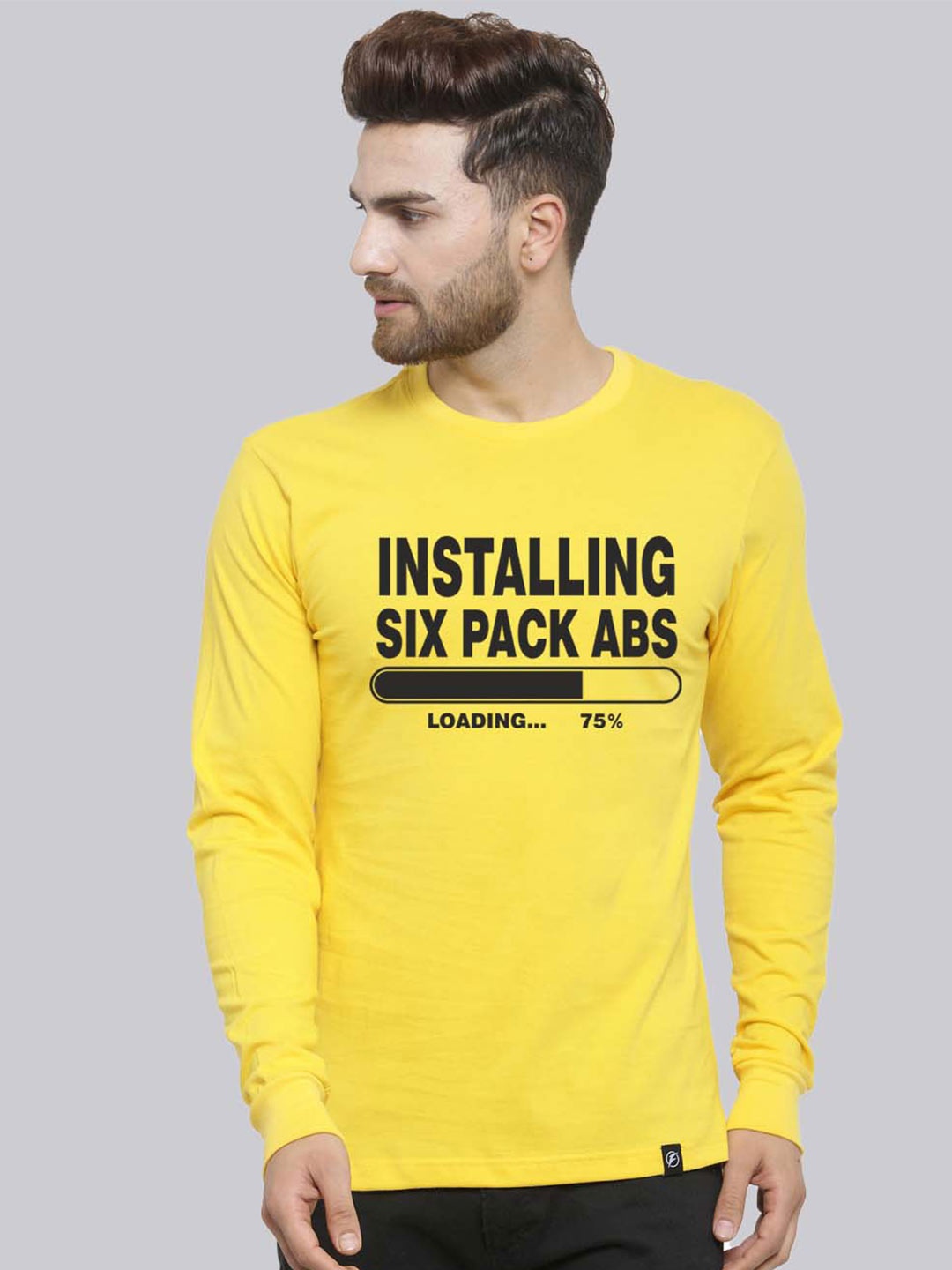 Friskers Typography Printed Pure Cotton Slim Fit T-shirt, Yellow