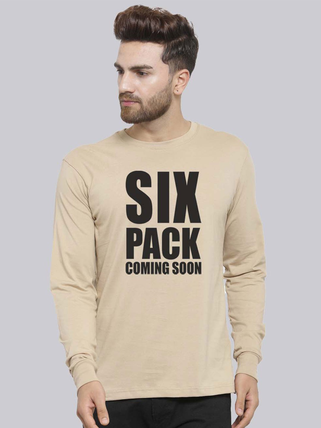 

Friskers Typography Printed Pure Cotton Slim Fit T-shirt, Beige