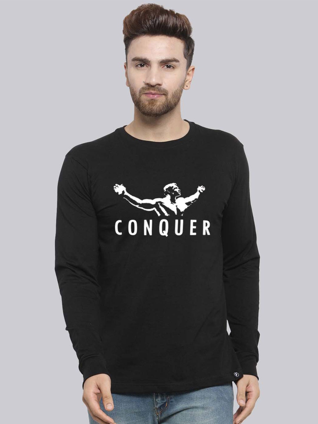 

Friskers Typography Printed Pure Cotton Slim Fit T-shirt, Black
