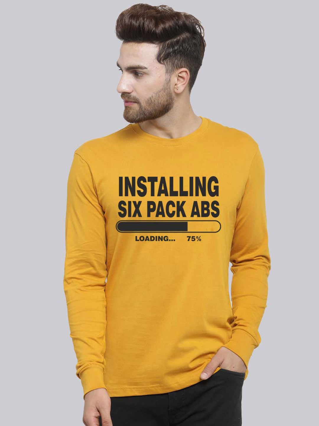 

Friskers Typography Printed Slim Fit Pure Cotton T-shirt, Mustard