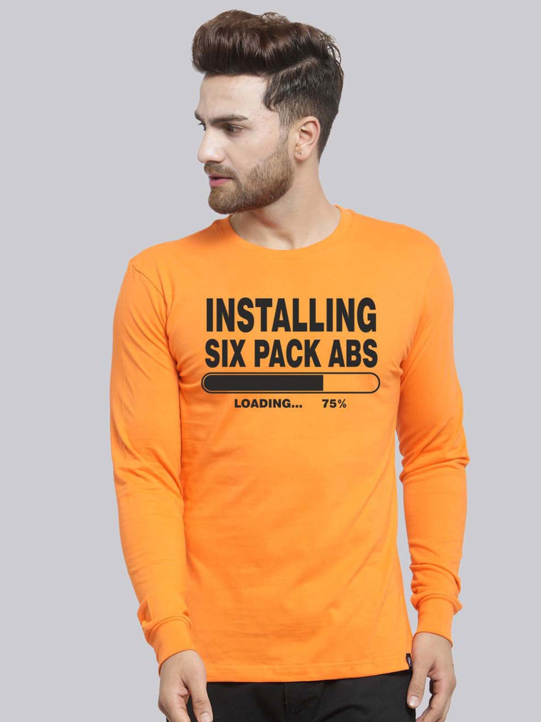 

Friskers Typography Printed Slim Fit Pure Cotton T-shirt, Orange