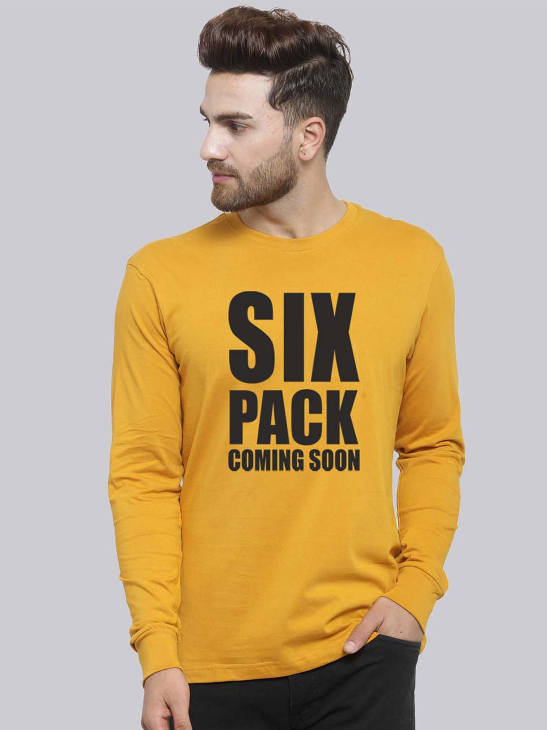 

Friskers Typography Printed Slim Fit Pure Cotton T-shirt, Mustard