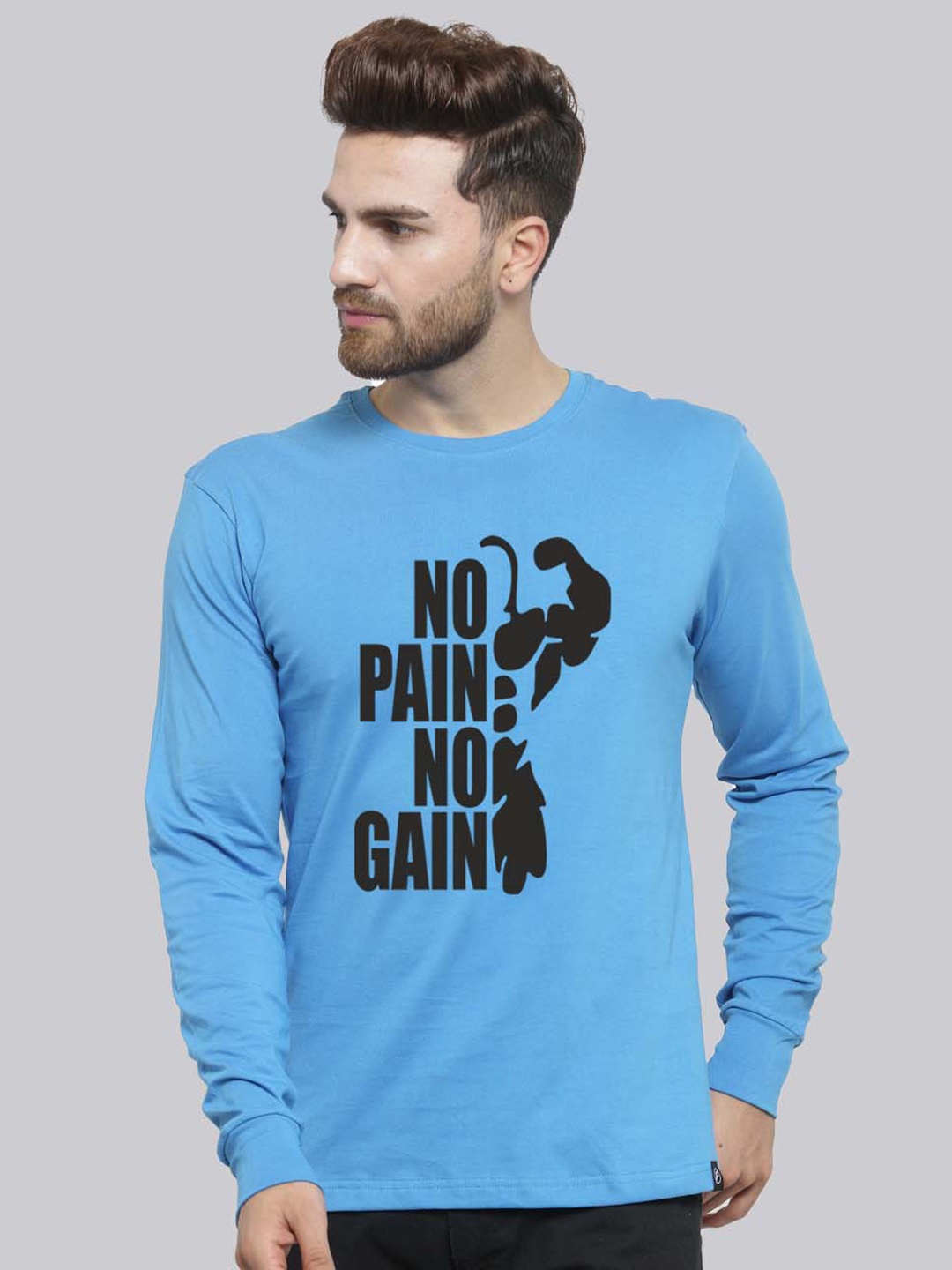 Friskers Typography Printed Pure Cotton Slim Fit T-shirt, Blue
