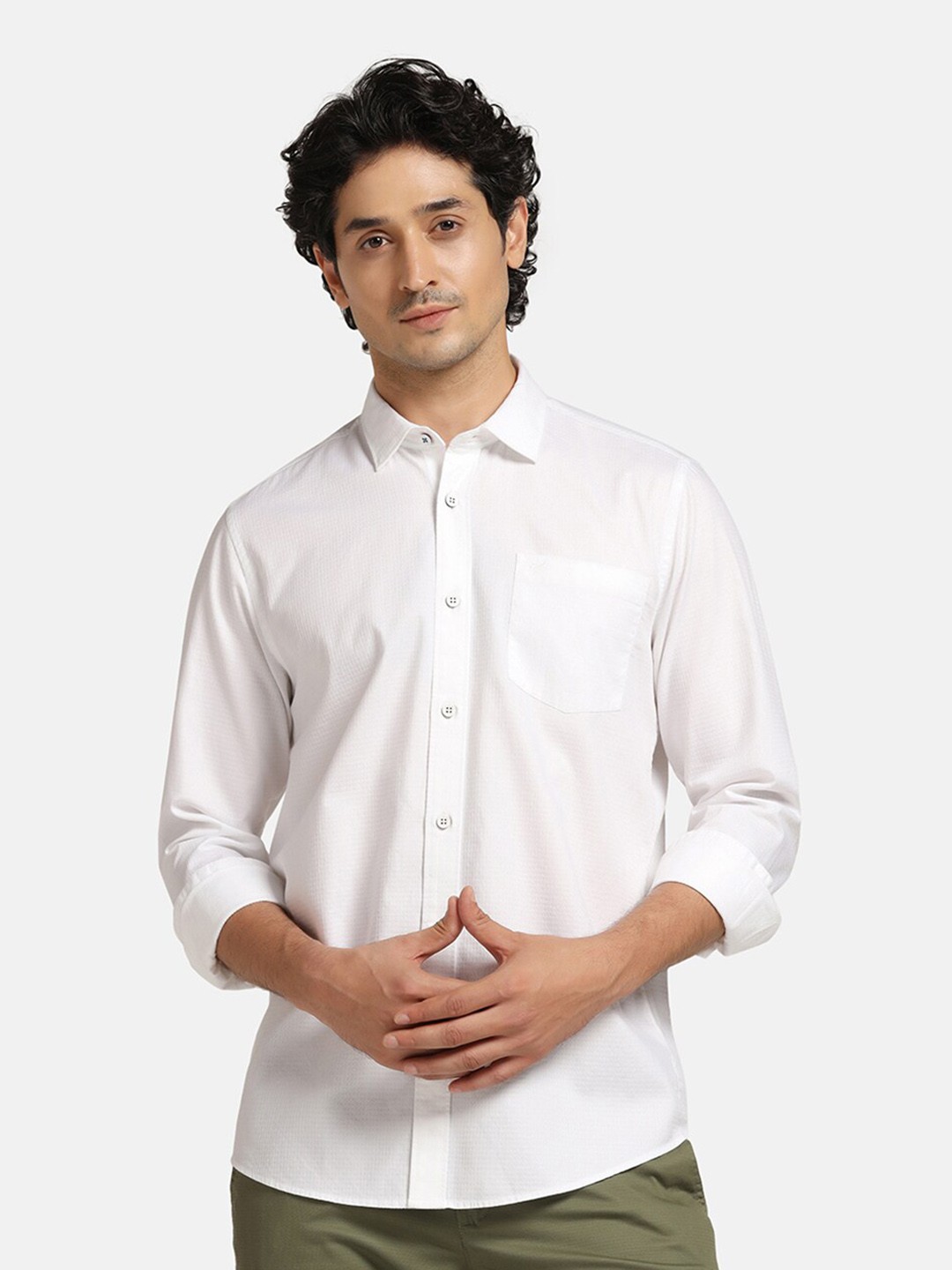 

Blackberrys India Slim Fit Spread Collar Casual Cotton Shirt, White