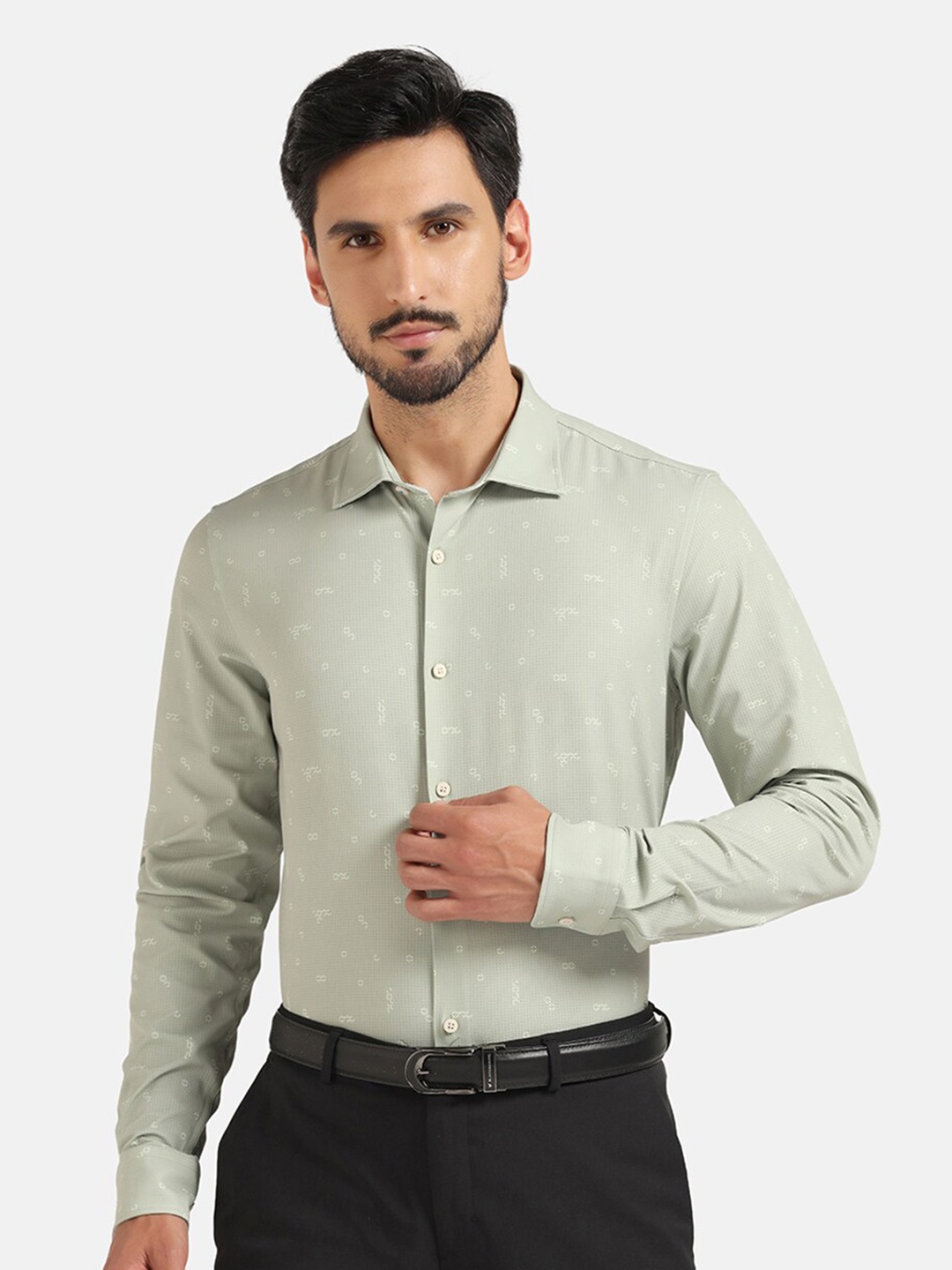 

Blackberrys TechPro Men Casual Green Printed Casual Shirts