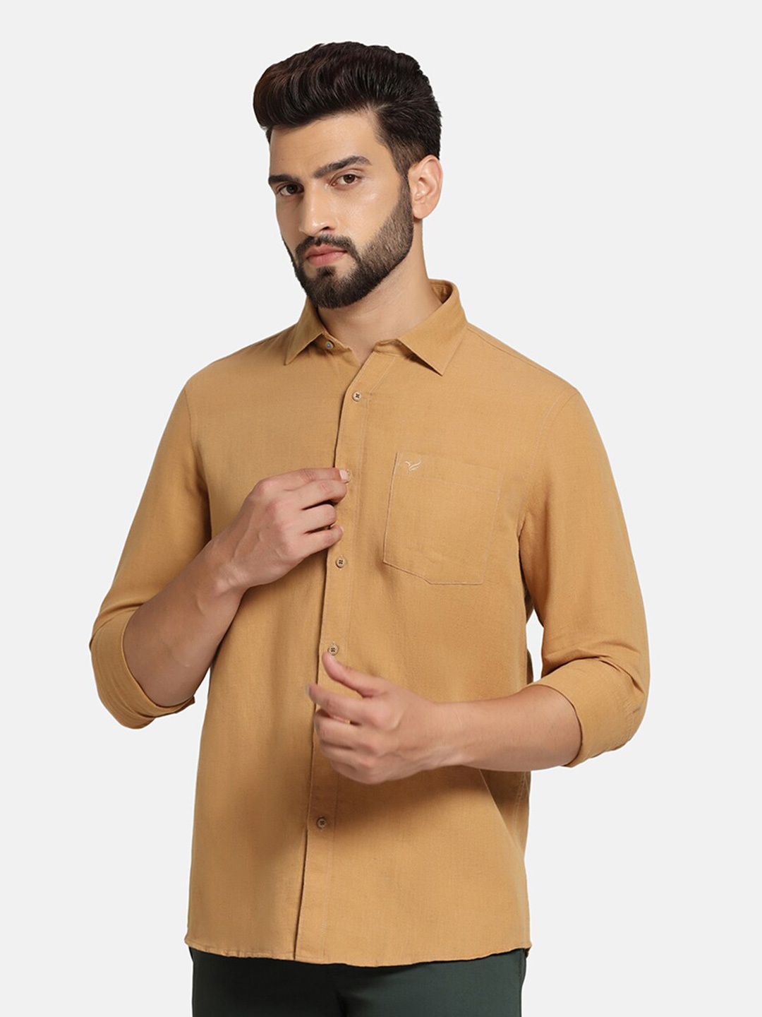 

Blackberrys India Slim Fit Spread Collar Casual Cotton Shirt, Khaki