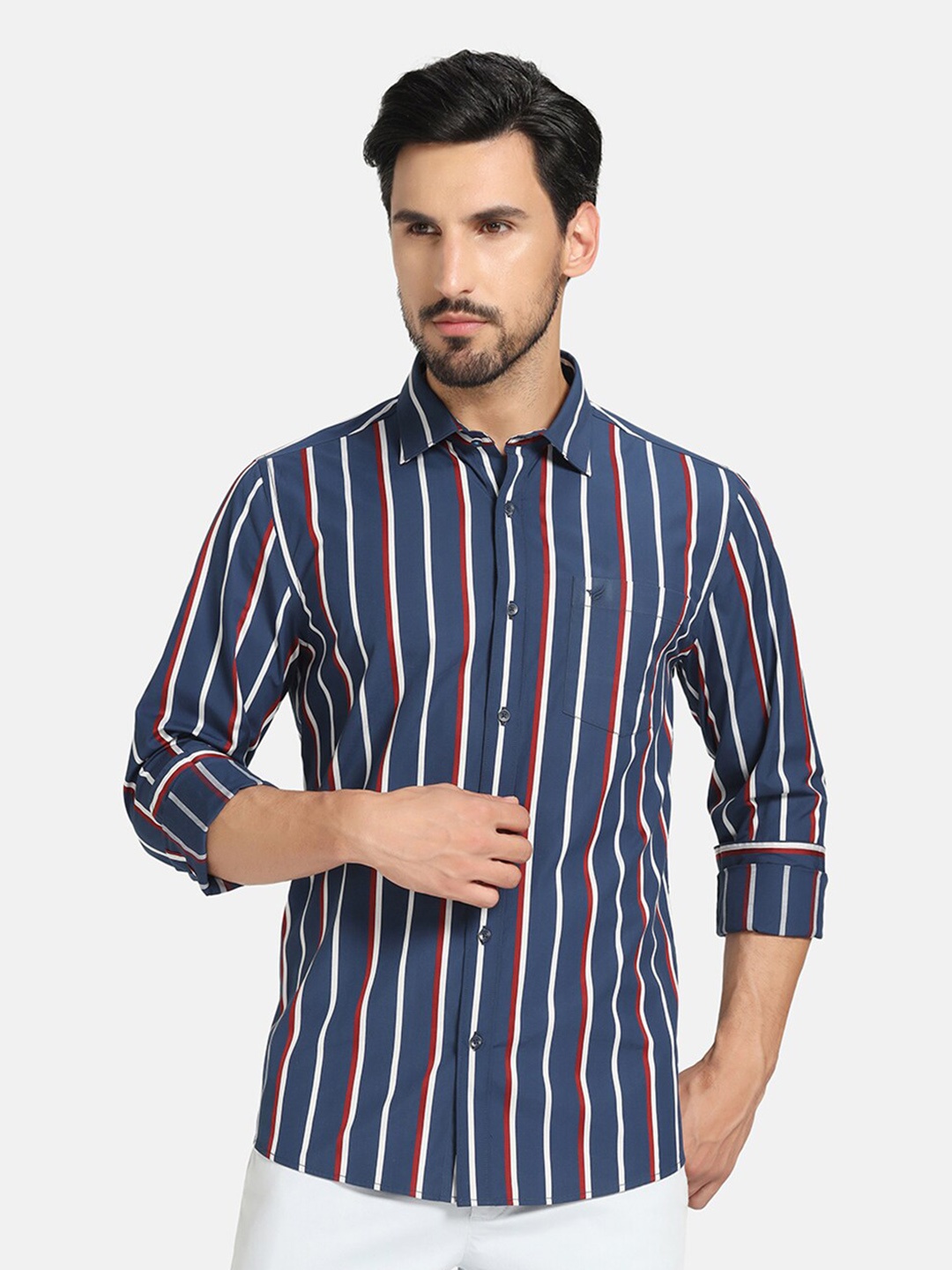 

Blackberrys India Slim Striped Twill Cotton Casual Shirt, Navy blue