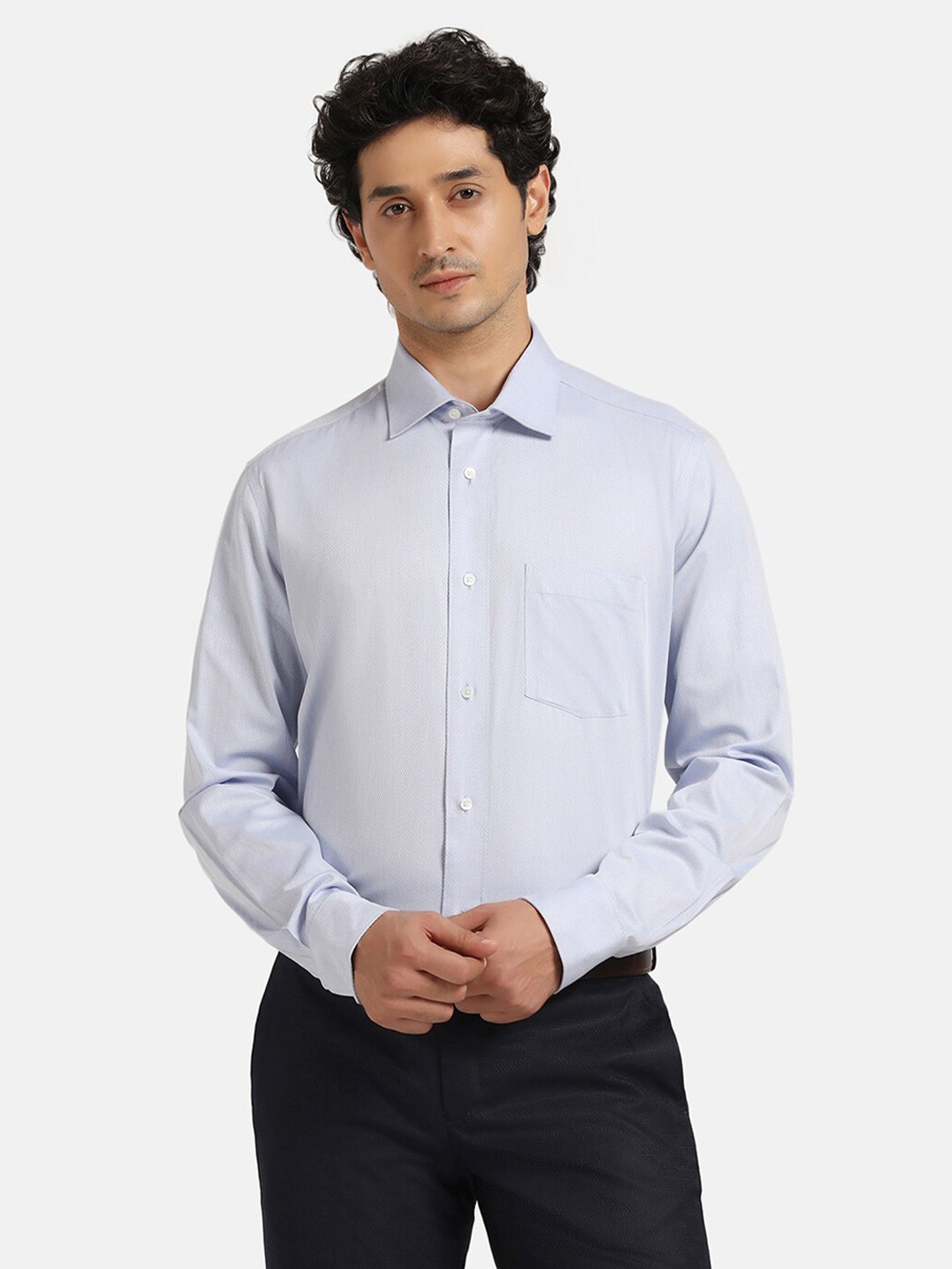 

Blackberrys India Slim Fit Twill Cotton Formal Shirt, Blue
