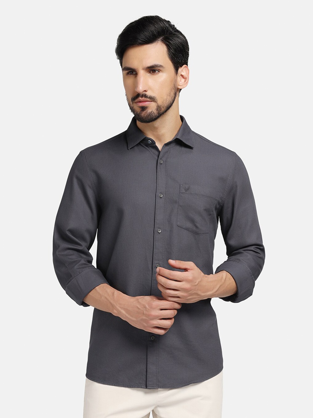 

Blackberrys India Slim Twill Cotton Casual Shirt, Grey