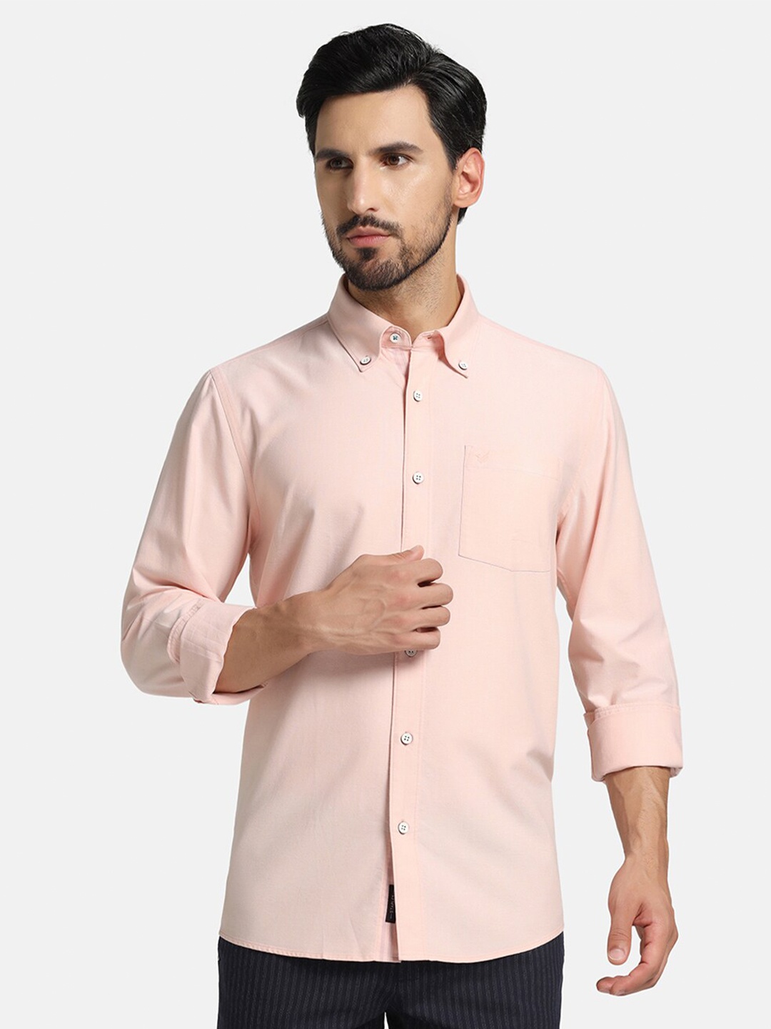 

Blackberrys India Slim Fit Spread Collar Casual Cotton Shirt, Peach