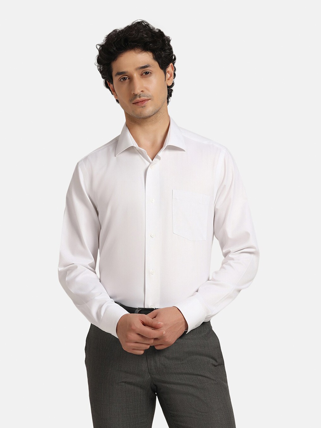 

Blackberrys Men'S White Textured Formal Slim Fit Wrinkle-Resistant Shirt