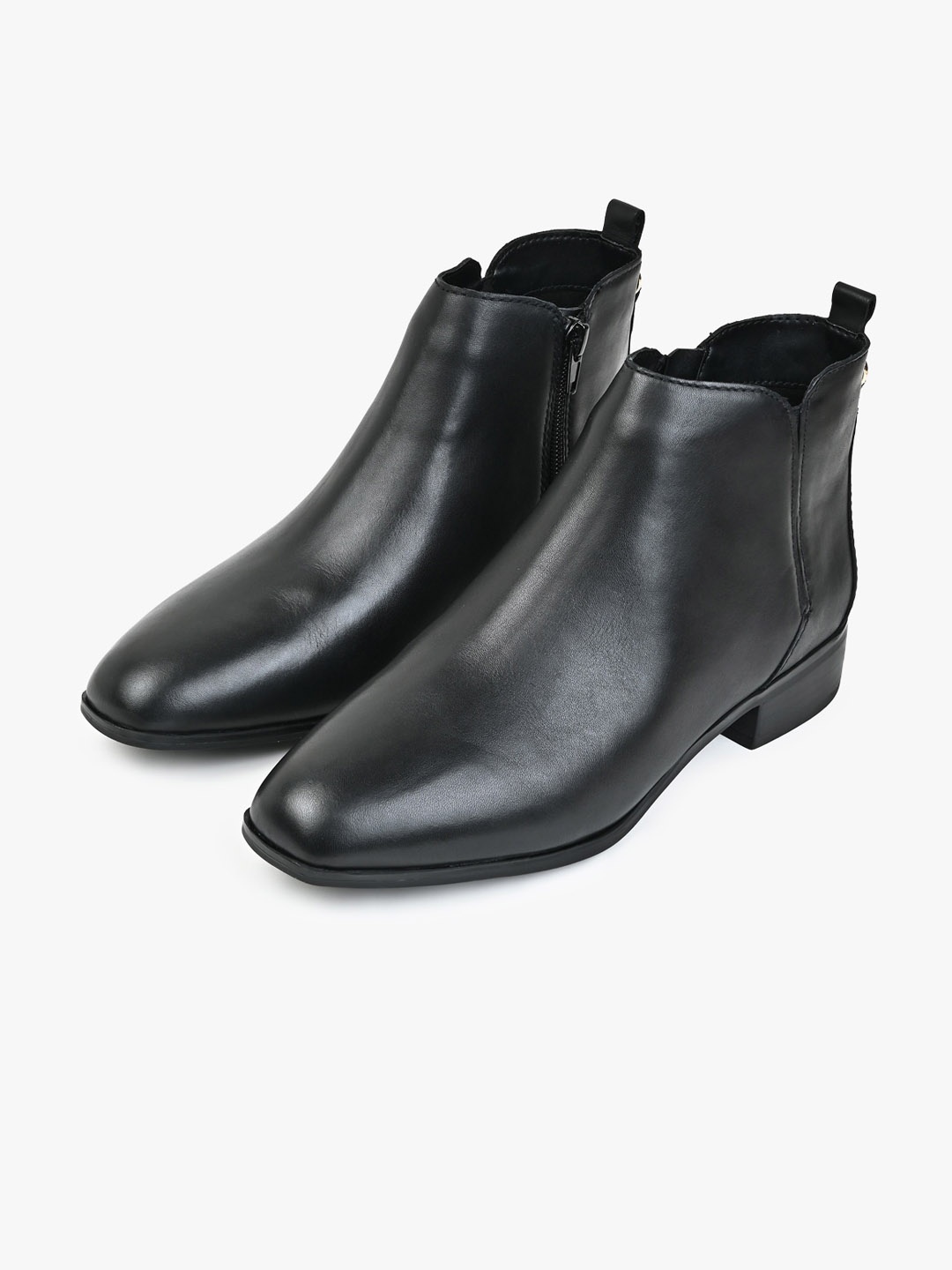 ALDO Women VERITY Block Heeled Leather Mid-Top Regular Boots, Black