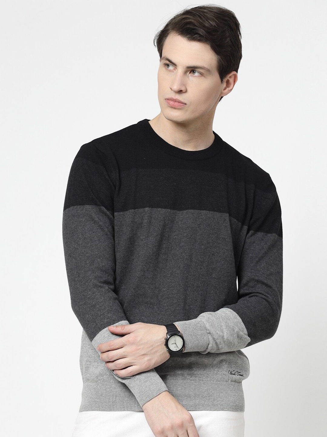 

Wool Trees Colourblocked Pure Cotton Pullover, Charcoal