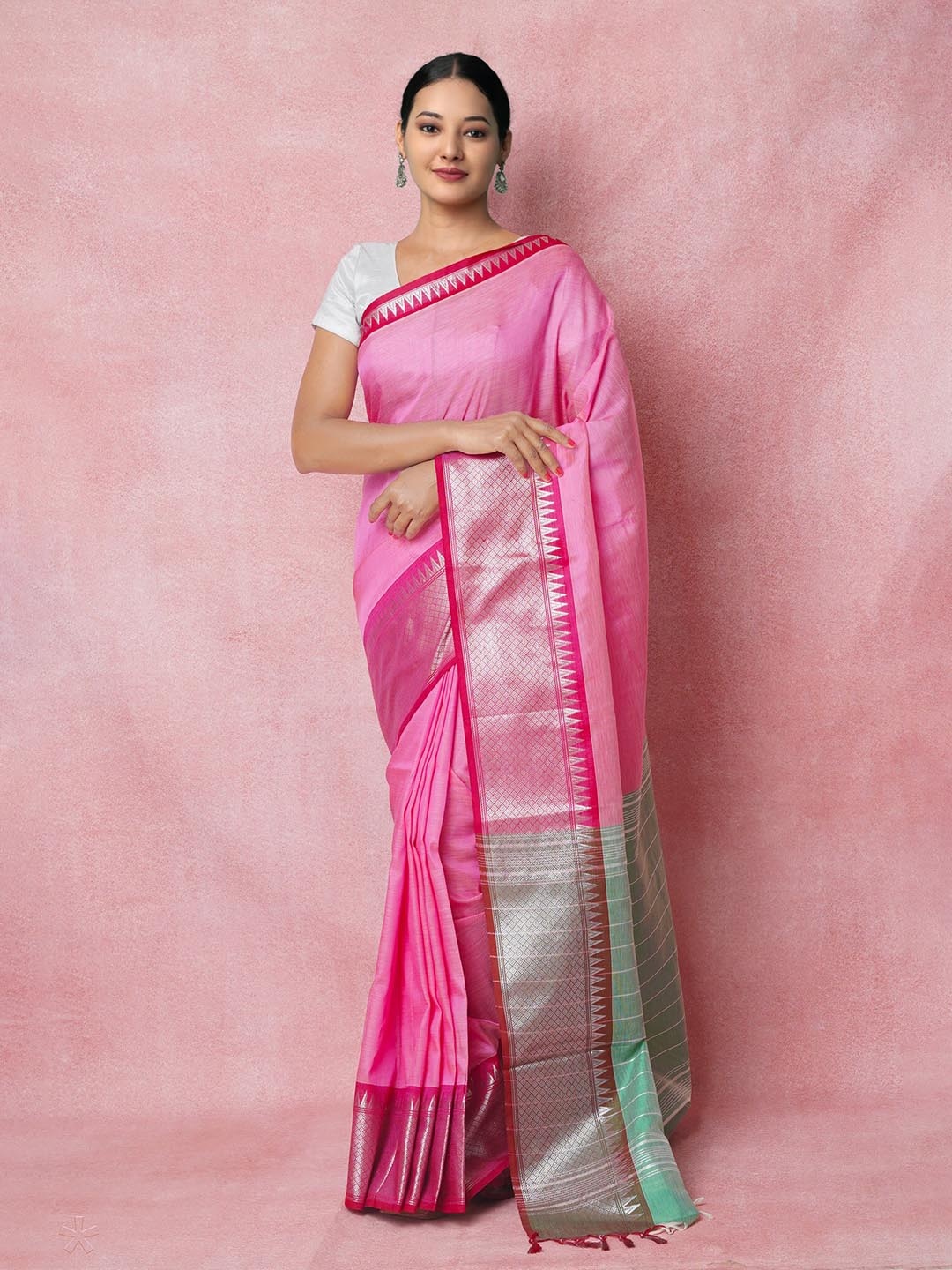 

Unnati Silks Pure Silk Handloom Narayan Peth Saree, Pink