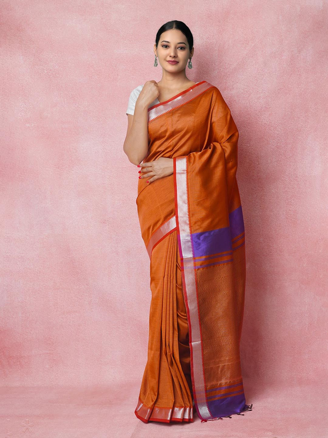

Unnati Silks Solid Pure Silk Mangalagiri Saree, Brown