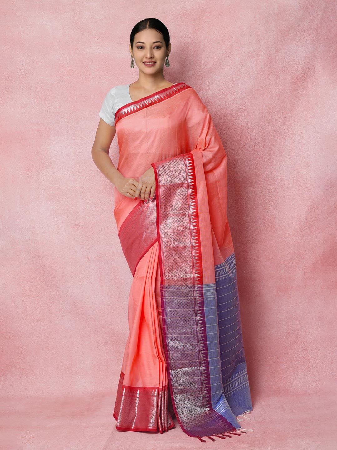 

Unnati Silks Woven Design Pure Silk Narayan Peth Saree, Pink