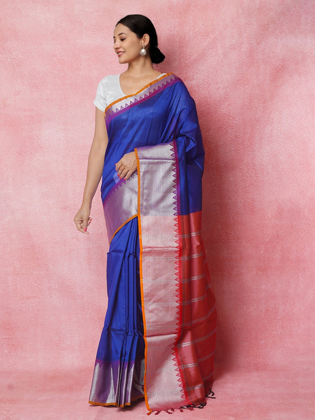 

Unnati Silks Pure Silk Handloom Mangalagiri Saree, Blue