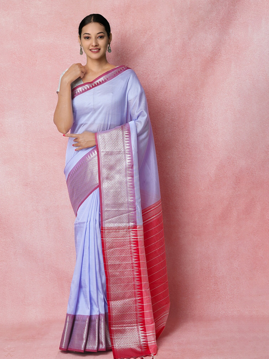 

Unnati Silks Handloom Pure Silk Narayan Peth Saree, Lavender