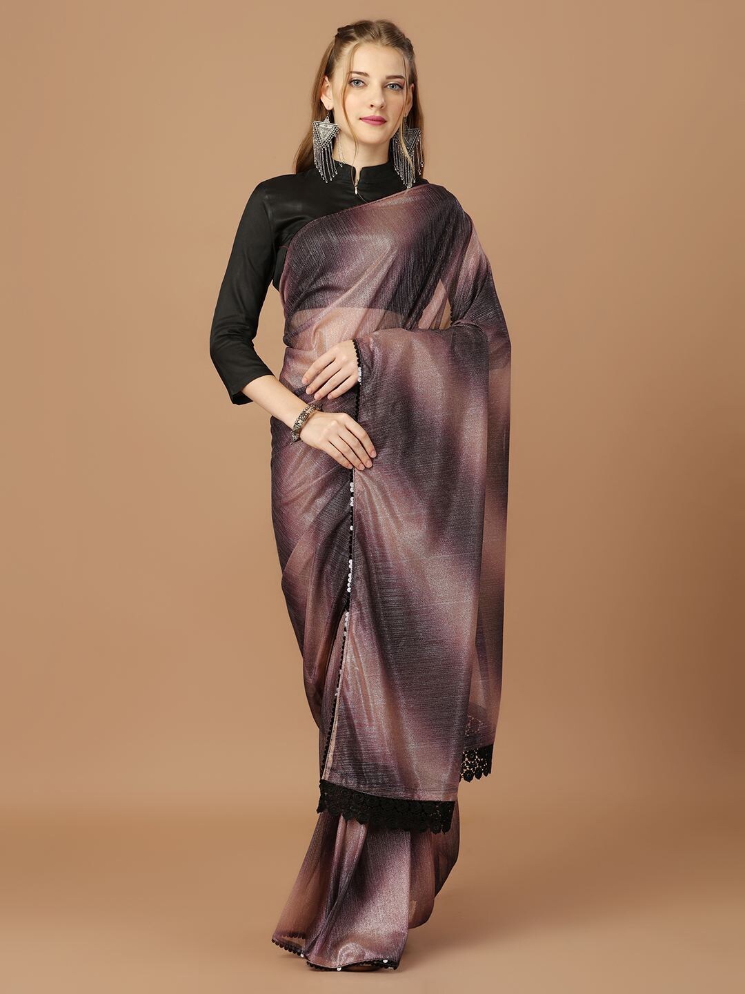 

Mitera Purple Abstract Printed Saree
