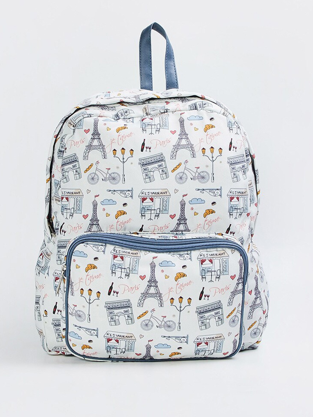 

max Women Graphic Printed Cotton Canvas Backpack, Off white
