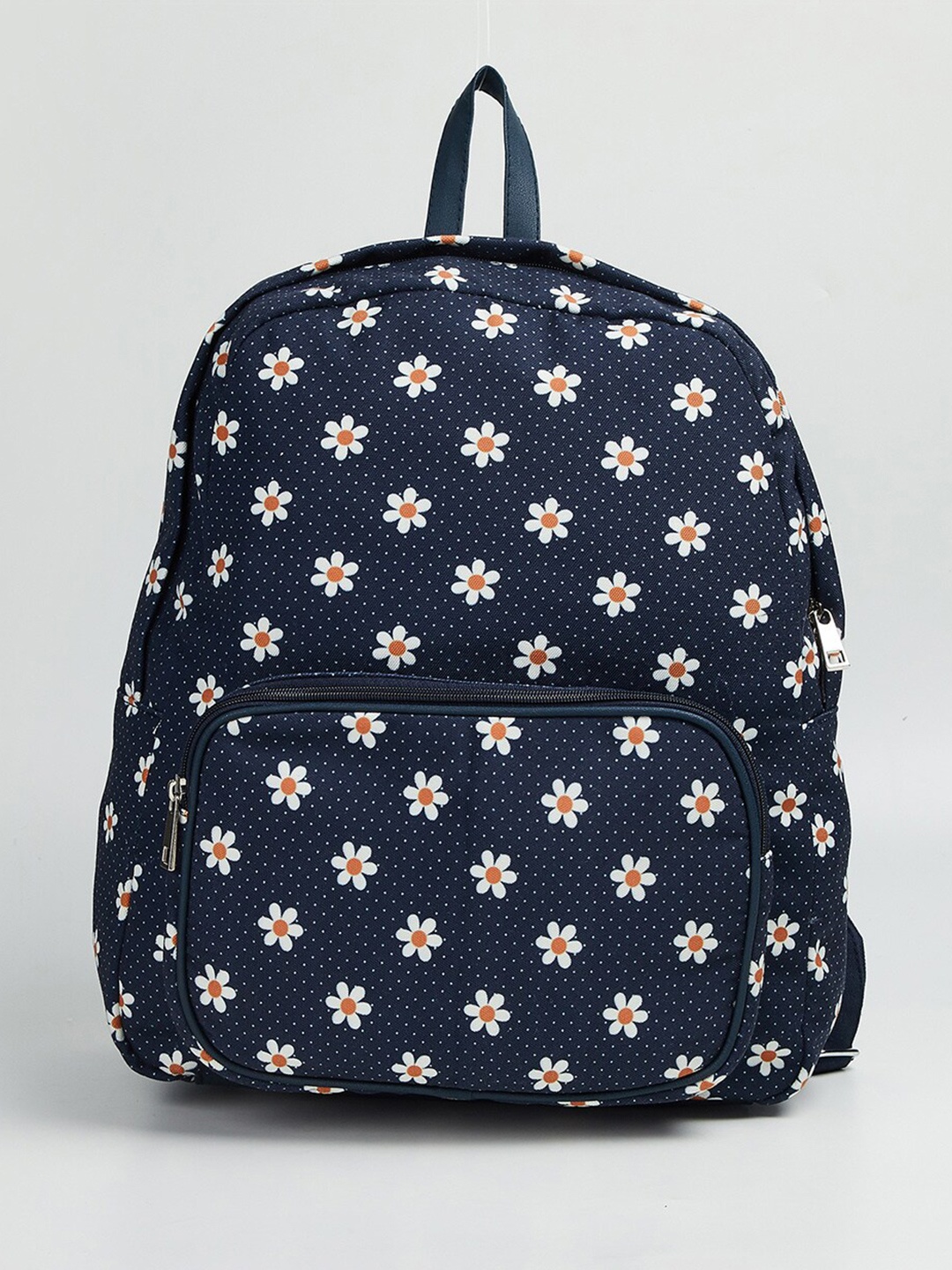 

max Women Floral Printed Cotton Canvas Backpack, Blue