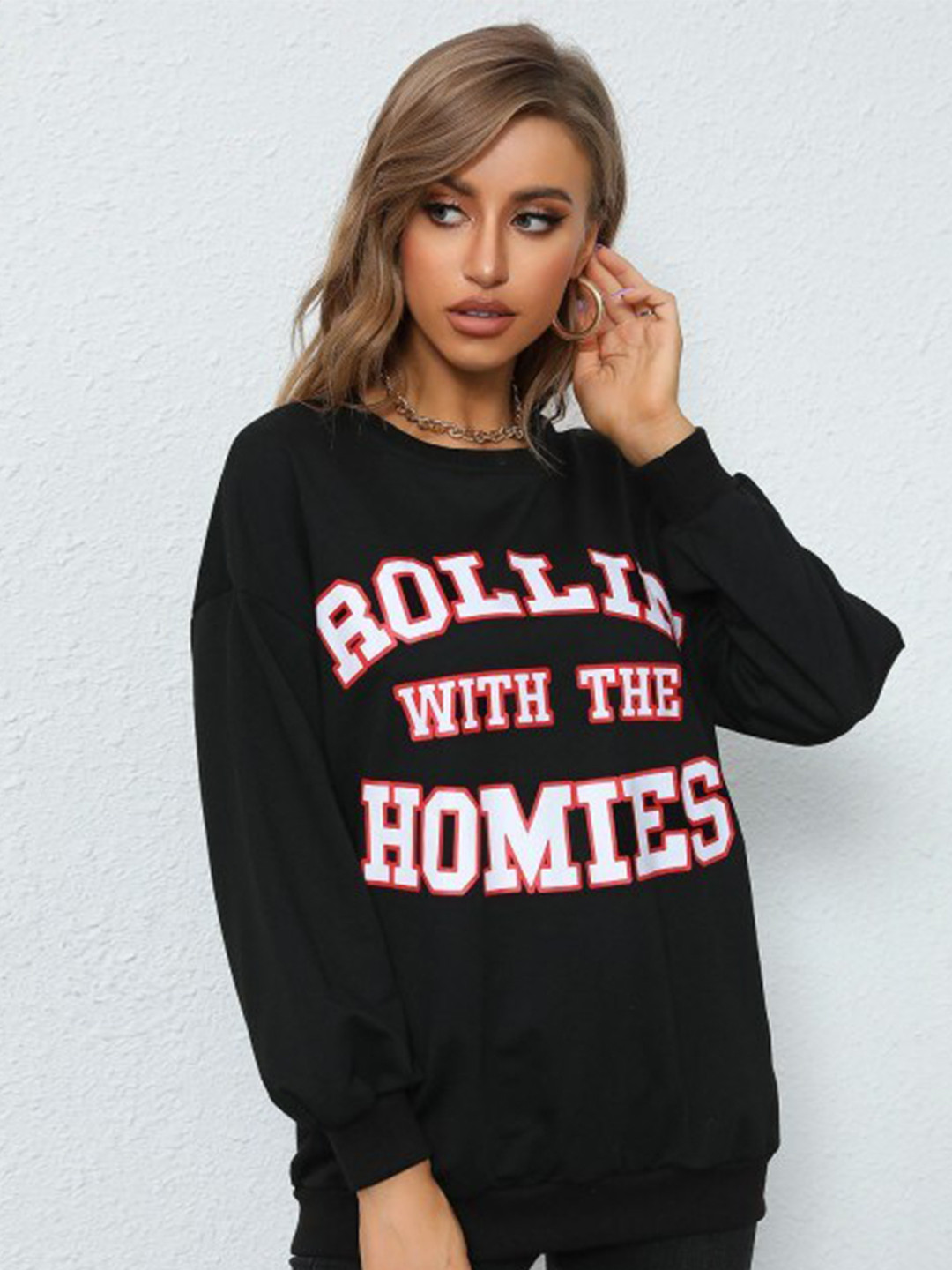 

StyleCast Black Typography Printed Long Sleeve Pullover Sweatshirt