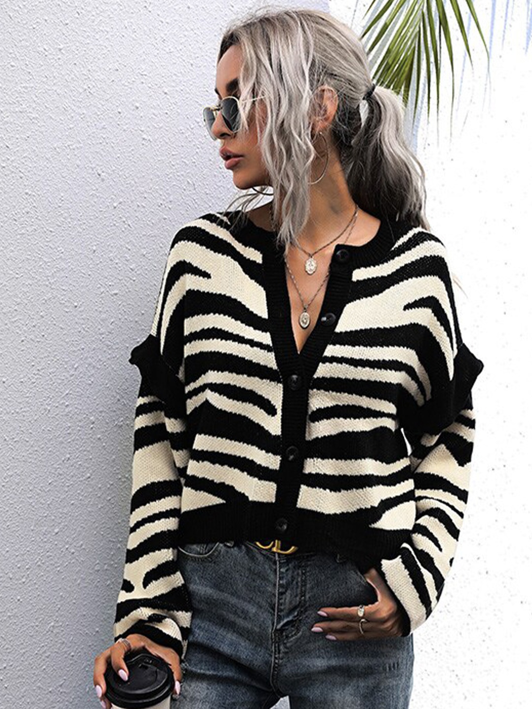 

StyleCast Animal Printed Cardigan, Black