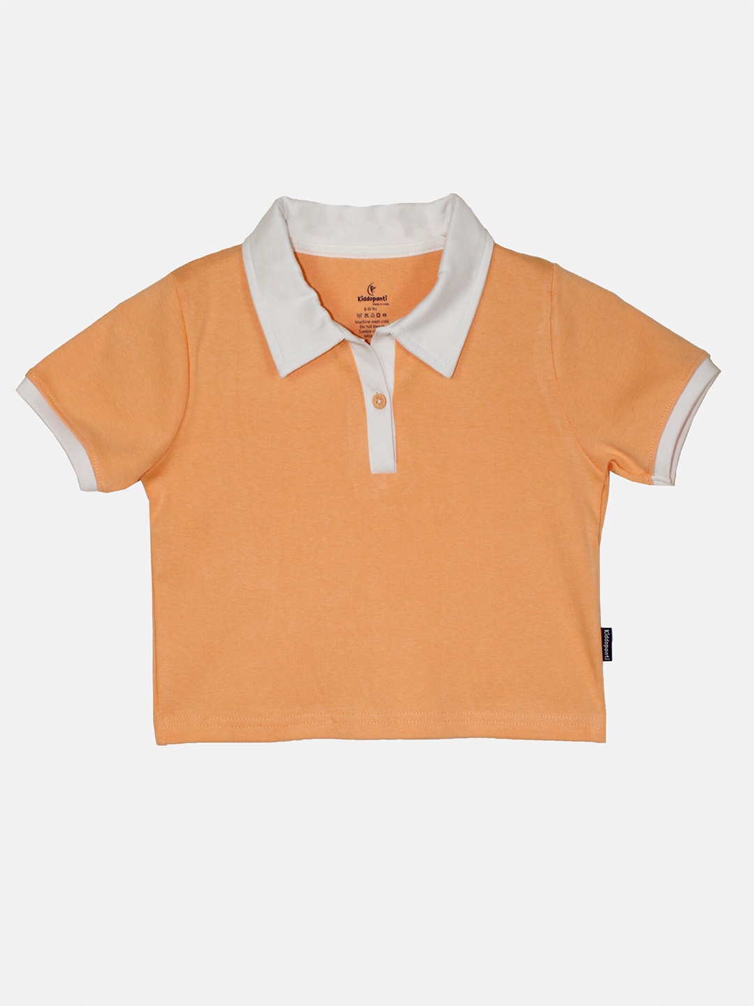 

KiddoPanti Girls Polo Collar Crop T-shirt, Peach