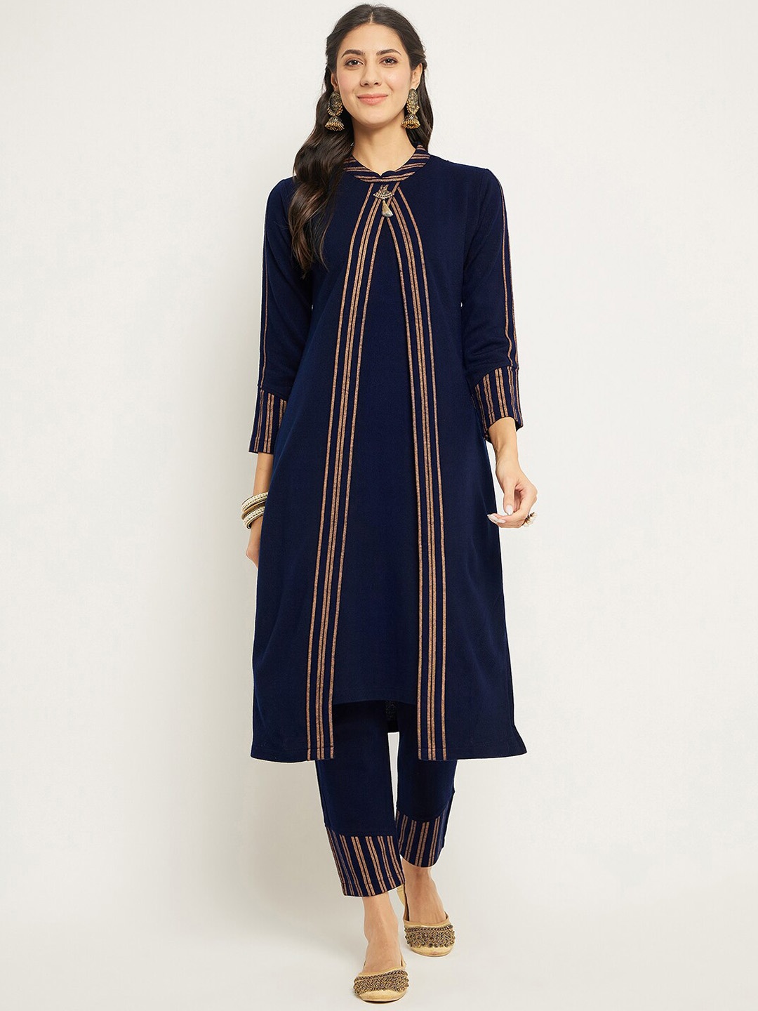 

Zigo Straight Kurta with Trousers, Navy blue