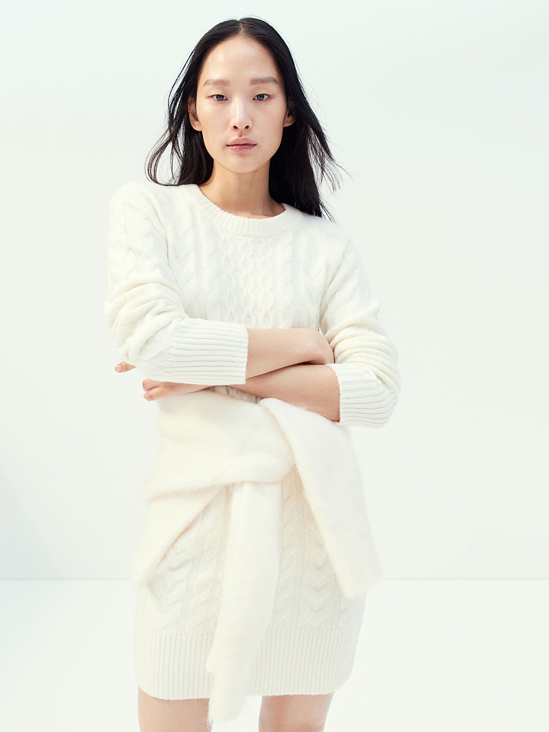

H&M Cable-Knit Dress, White