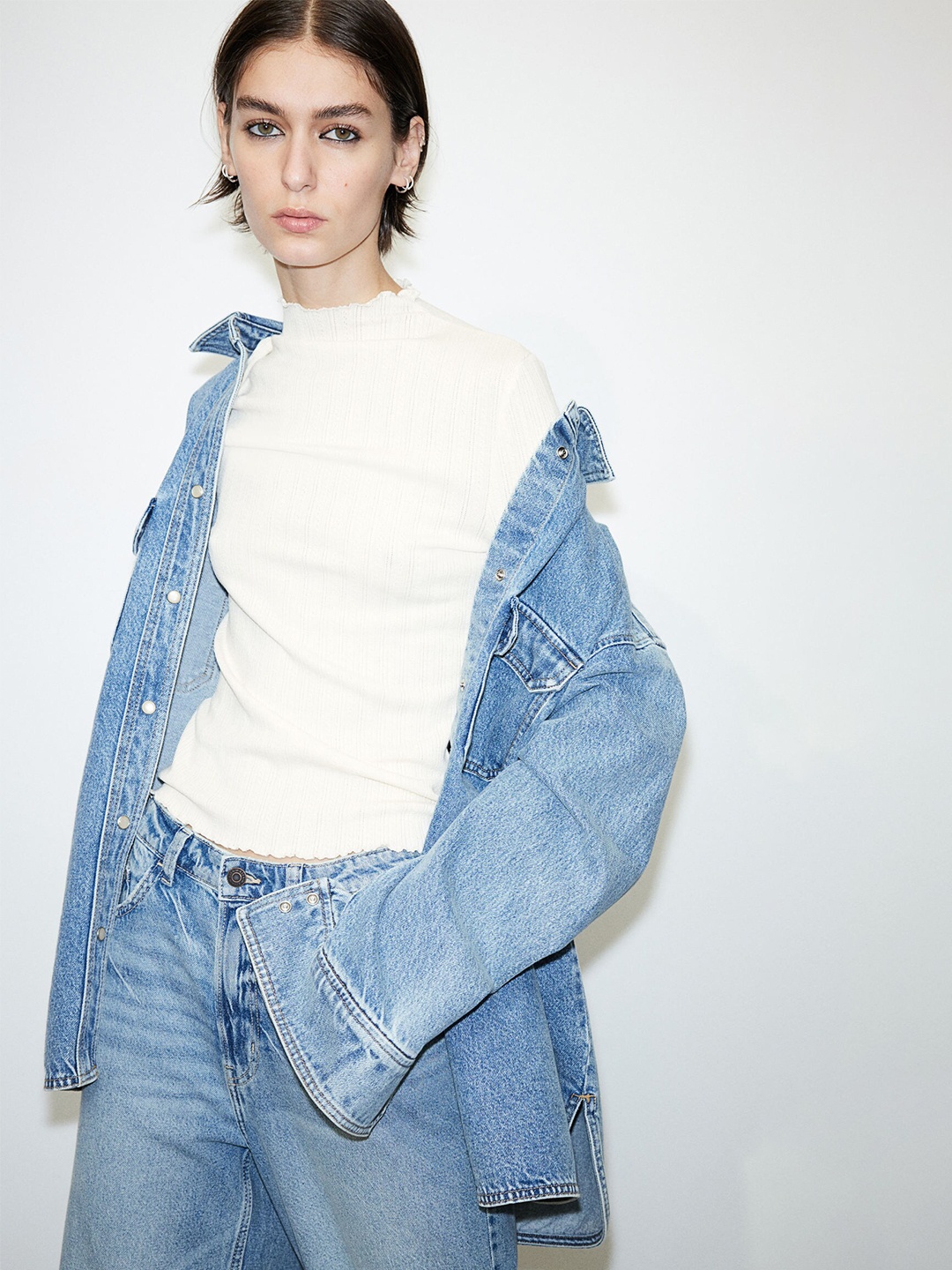

H&M Jersey Turtleneck Top, White