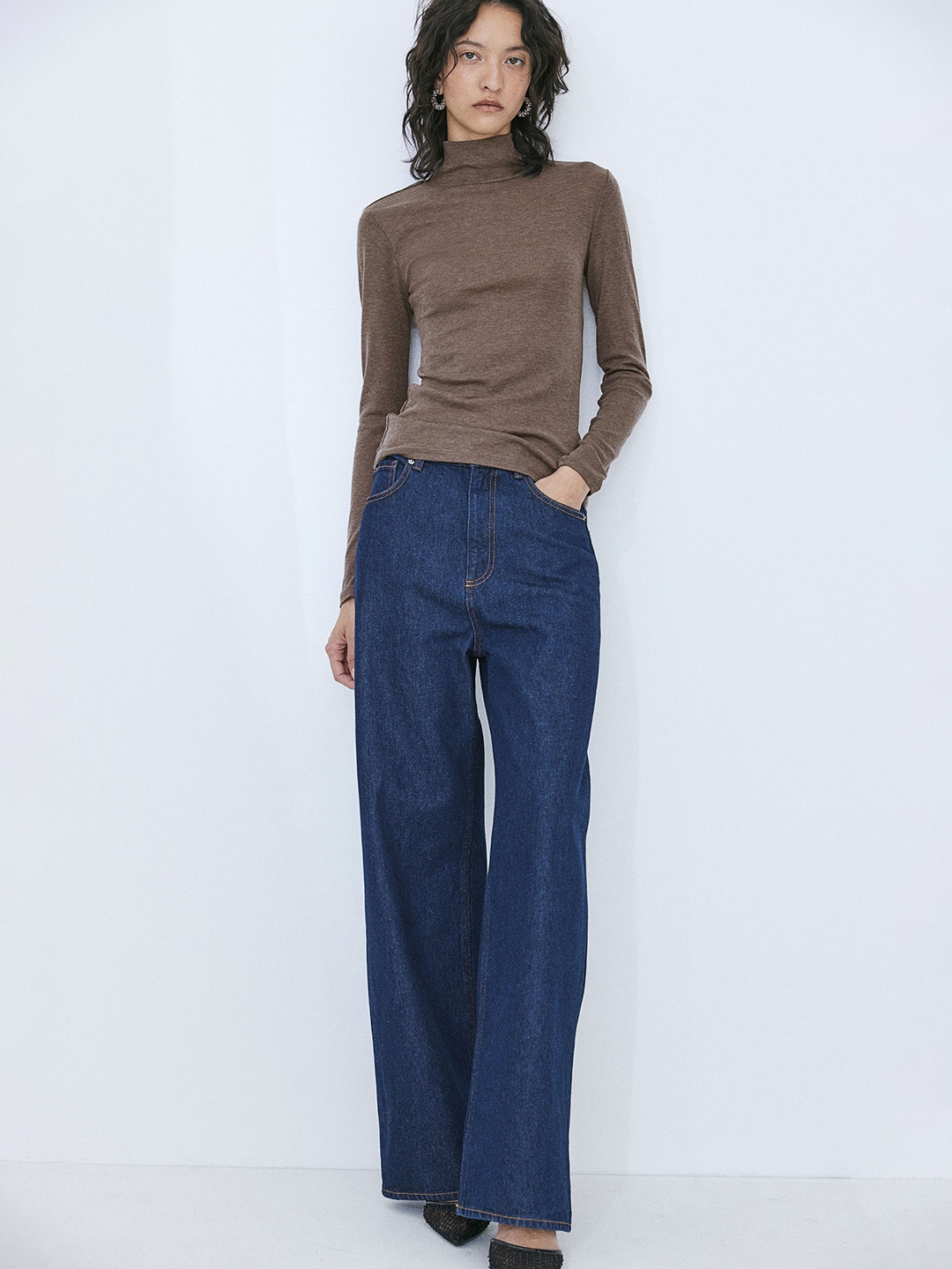 

H&M Turtleneck Top, Brown