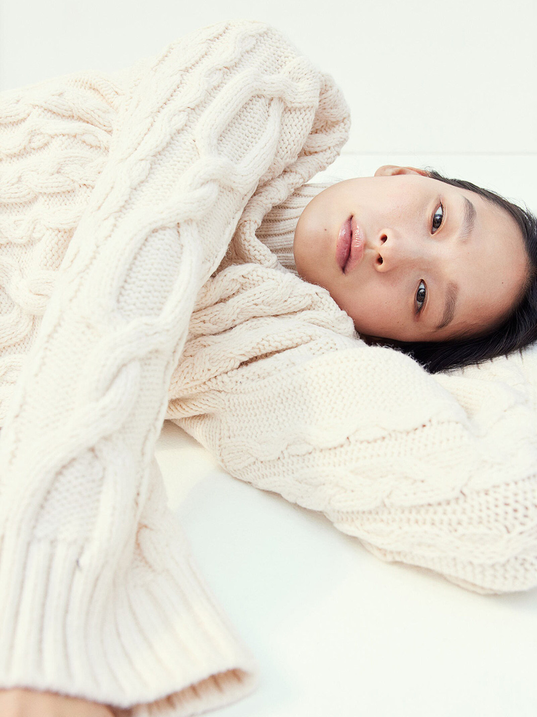 

H&M Cable-Knit Turtleneck Jumper, White