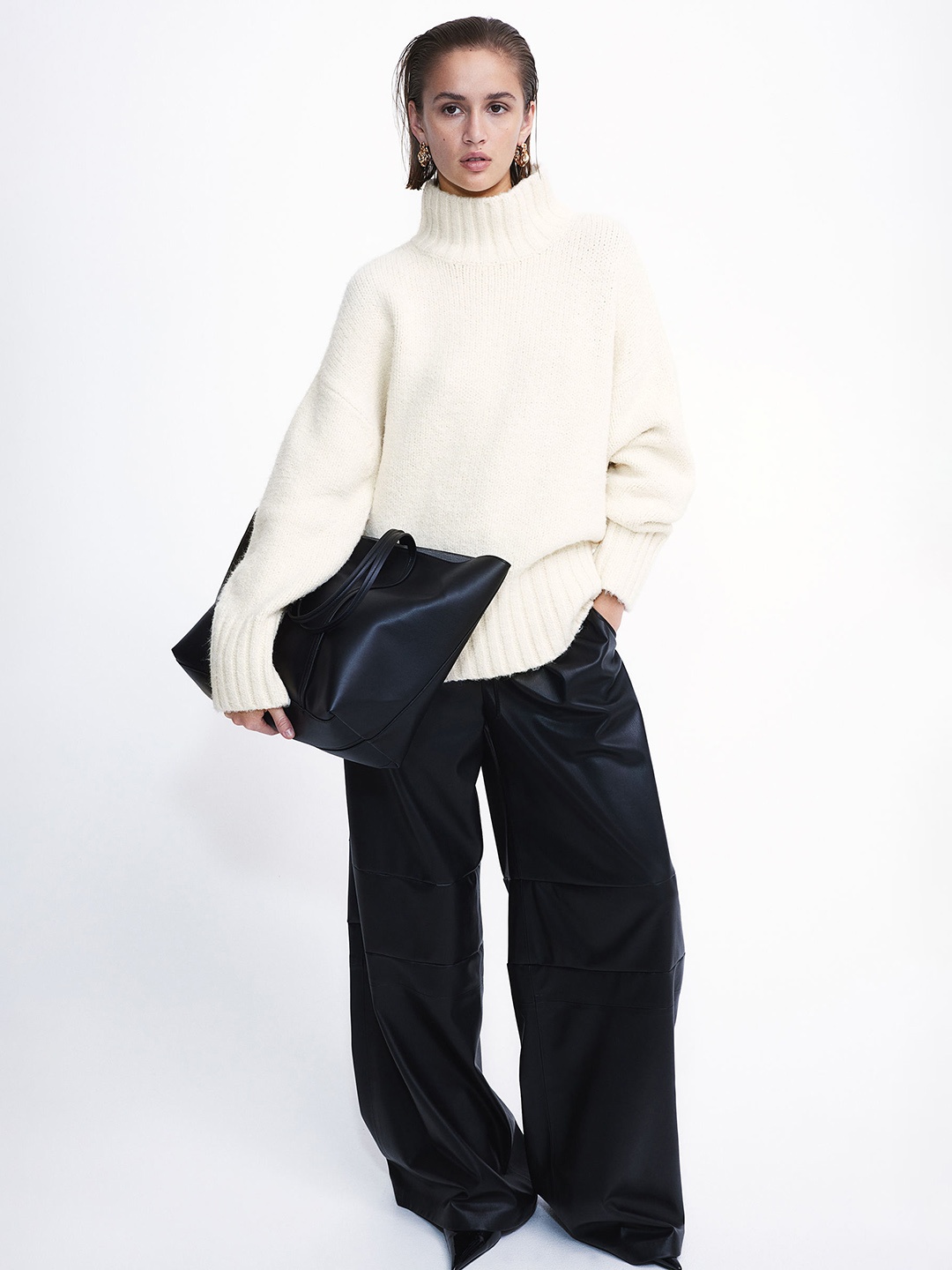 

H&M Oversized Turtleneck Jumper, White
