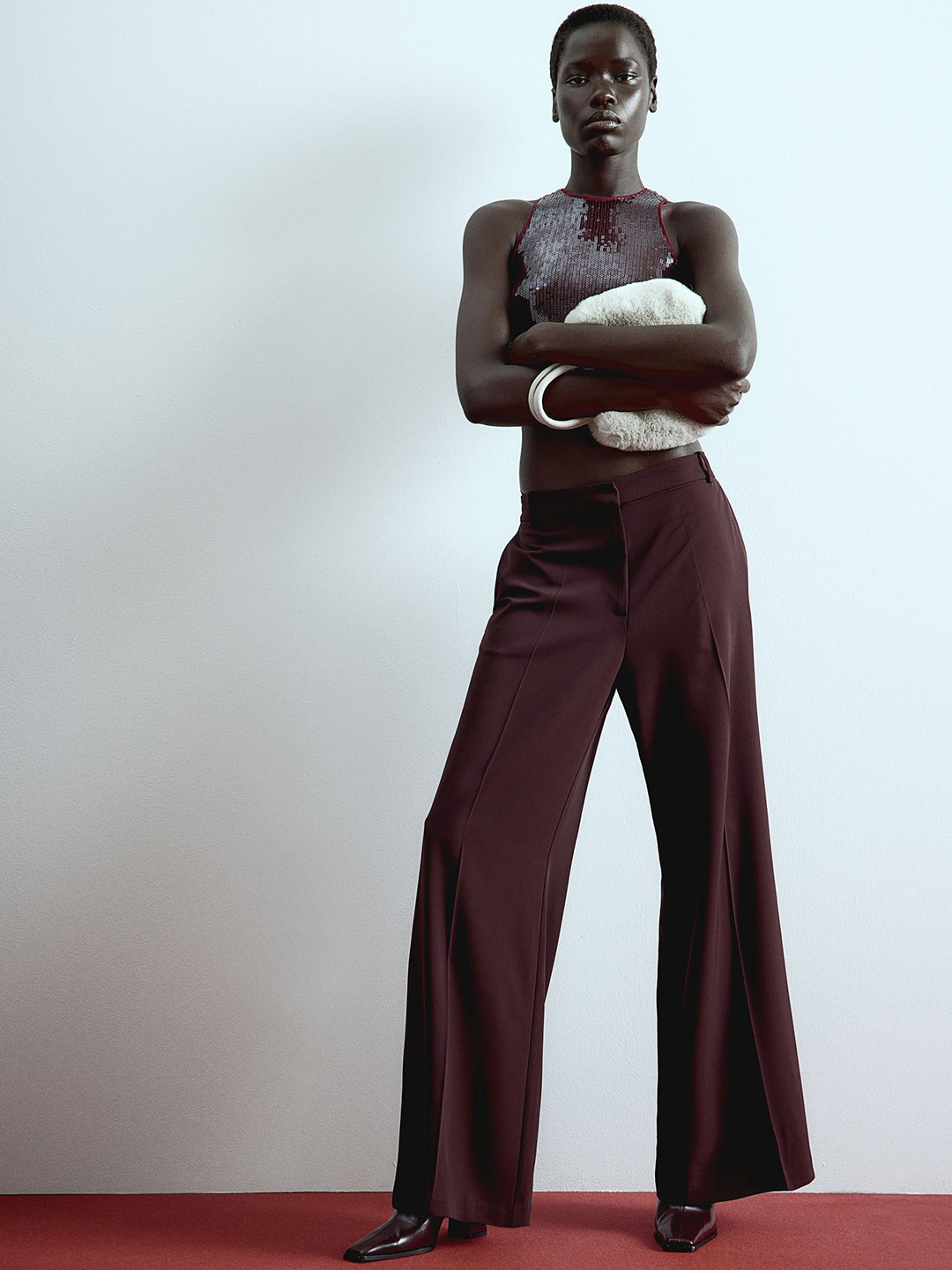 

H&M Women Wide Trousers, Red