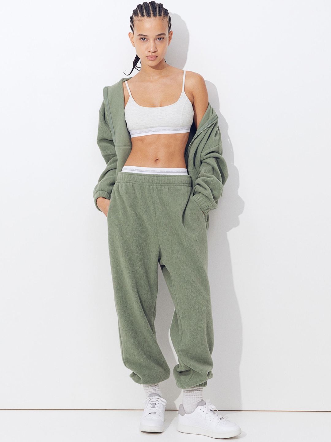 

H&M Women Fleece Joggers, Green