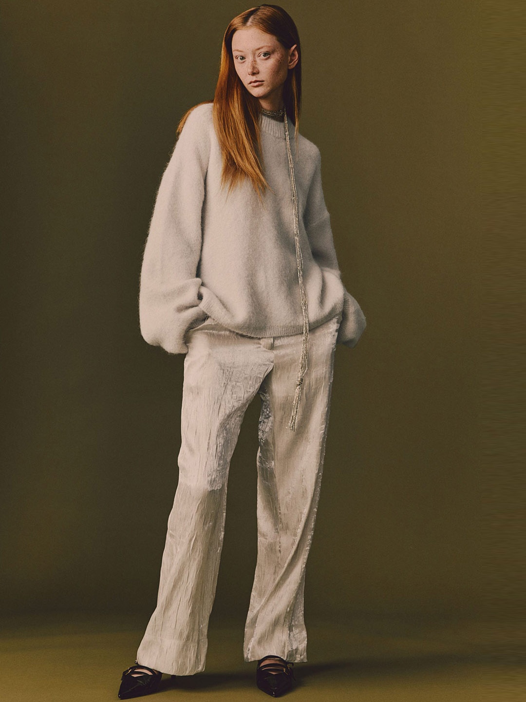 

H&M Women Sheer Trousers, Beige