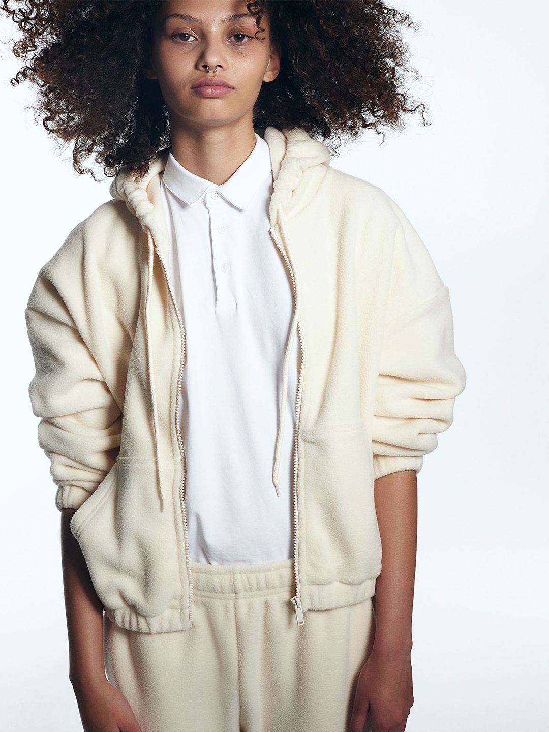 

H&M Women Fleece Joggers, White