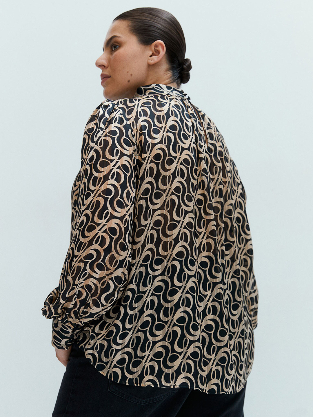 

H&M Patterned Blouse, Black