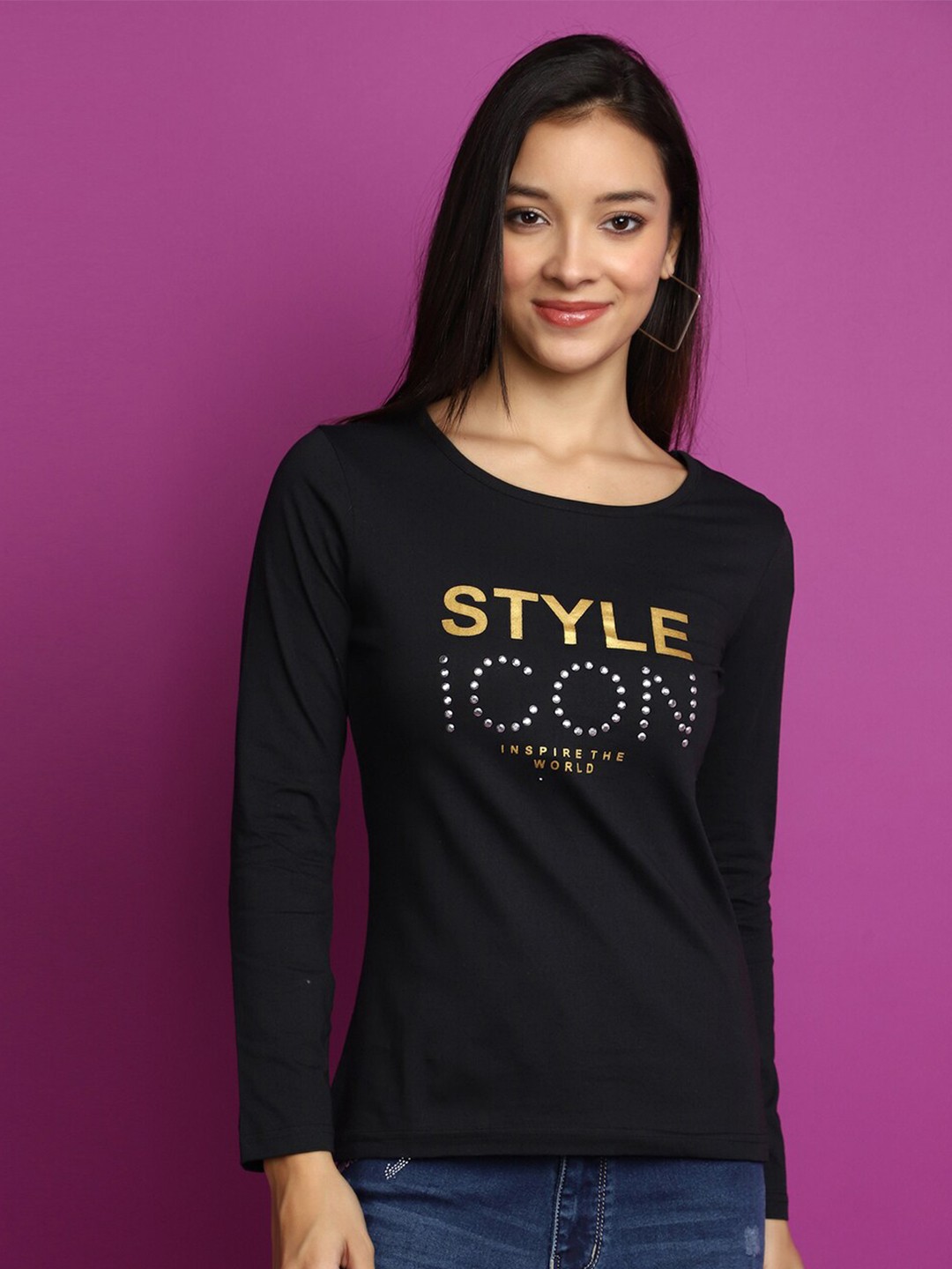 

V-Mart Typography Printed Casual Cotton T-Shirt, Black