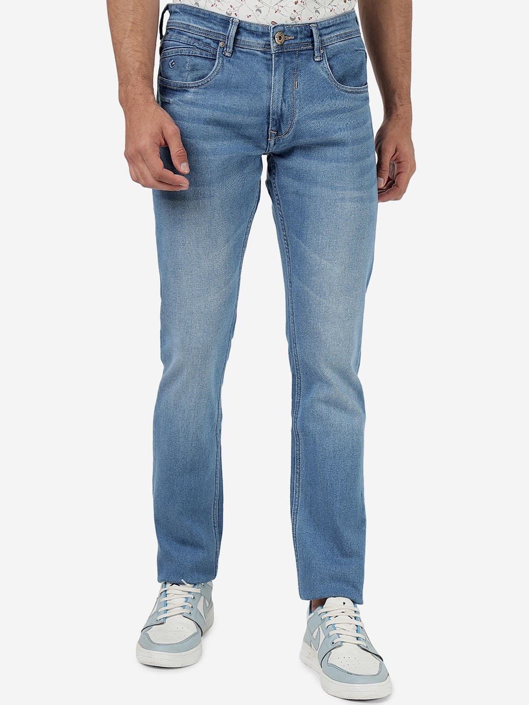 

Greenfibre Men Mid-Rise Slim Fit Heavy Fade Stretchable Jeans, Blue