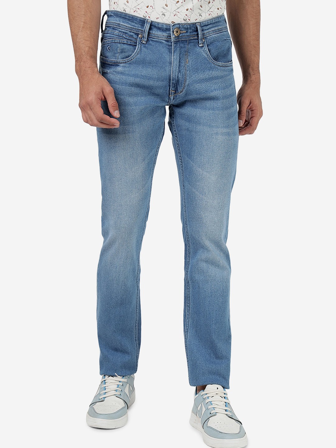 

Greenfibre Men Slim Fit Heavy Fade Stretchable Jeans, Blue