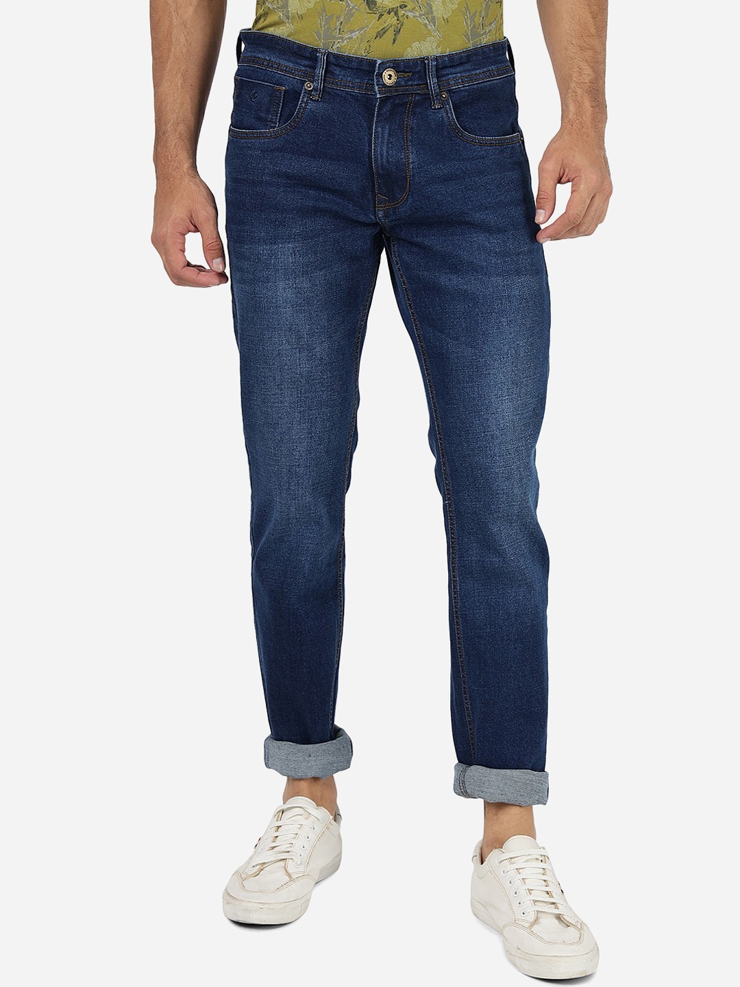 

Greenfibre Men Slim Fit Mid-Rise Light Fade Stretchable Jeans, Blue
