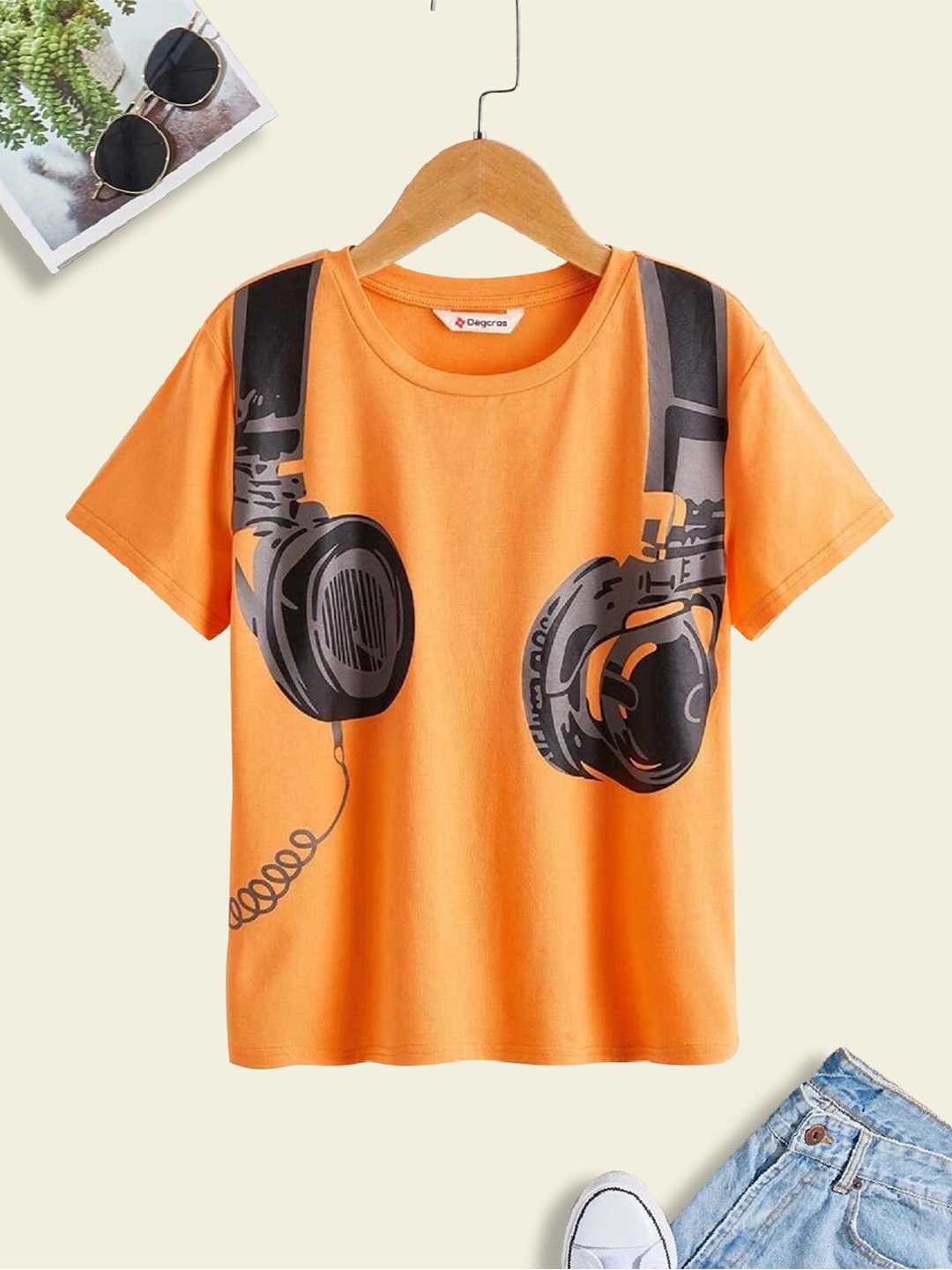 

BAESD Boys Graphic Printed Cotton T-shirt, Orange