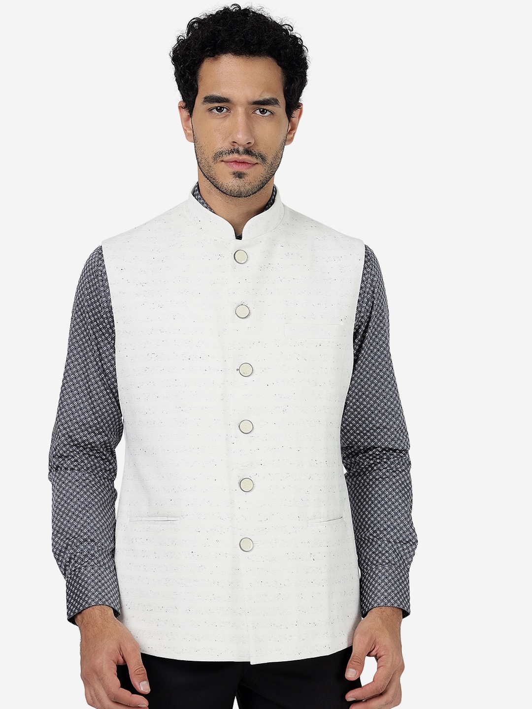 

Greenfibre Woollen Nehru jacket, White