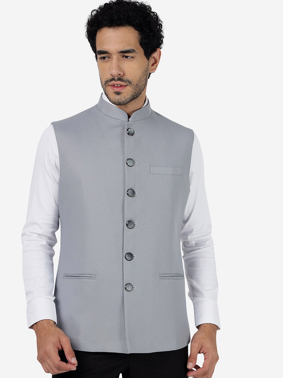 

Greenfibre Woollen Nehru Jacket, Grey