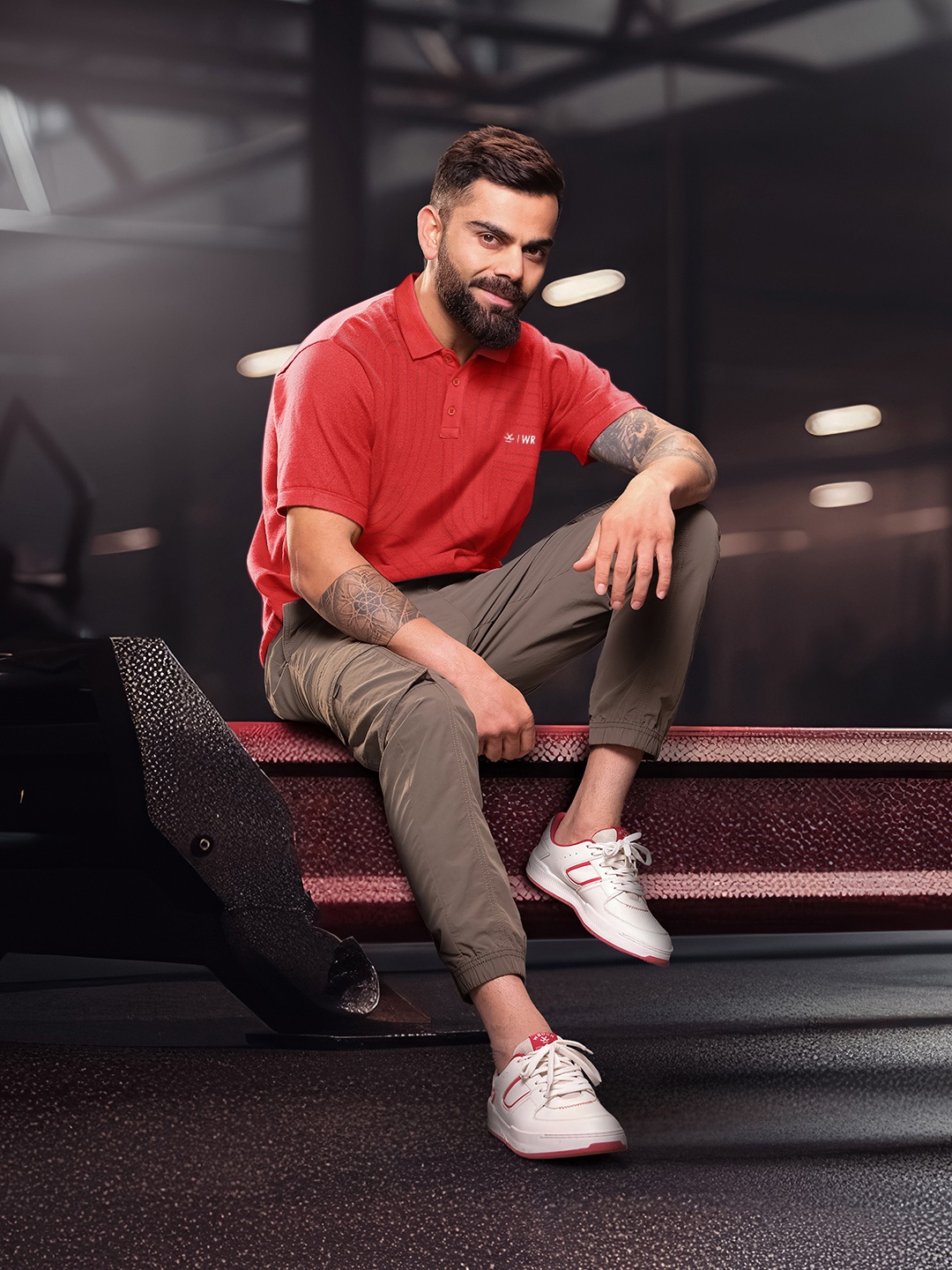 

WROGN Brand Logo Printed Slim Fit Pure Cotton Polo Collar T-shirt, Red